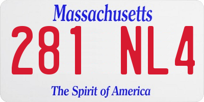 MA license plate 281NL4