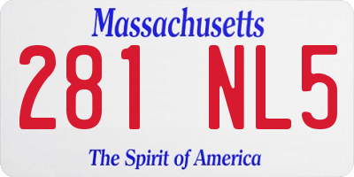 MA license plate 281NL5