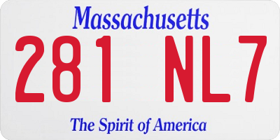 MA license plate 281NL7