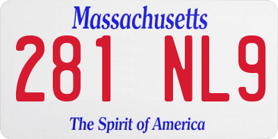 MA license plate 281NL9