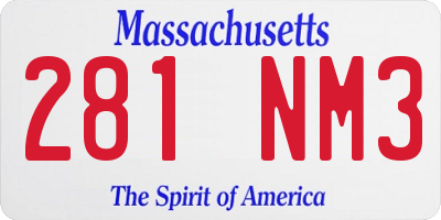 MA license plate 281NM3