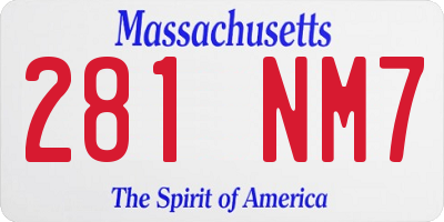 MA license plate 281NM7