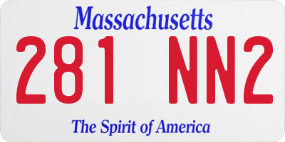 MA license plate 281NN2