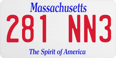 MA license plate 281NN3