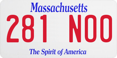 MA license plate 281NO0