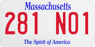 MA license plate 281NO1