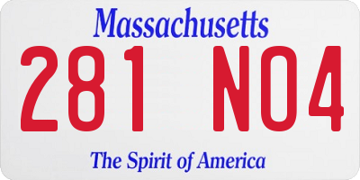 MA license plate 281NO4