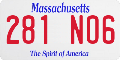 MA license plate 281NO6