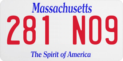 MA license plate 281NO9