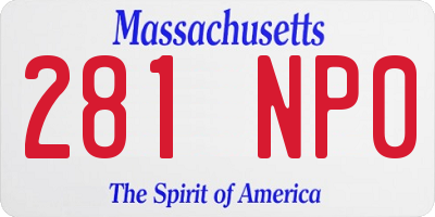 MA license plate 281NP0