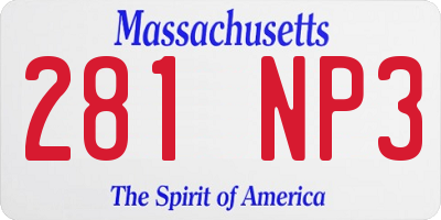MA license plate 281NP3