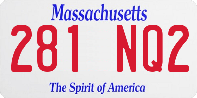 MA license plate 281NQ2
