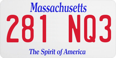 MA license plate 281NQ3