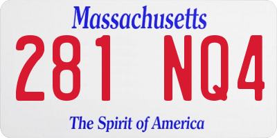 MA license plate 281NQ4