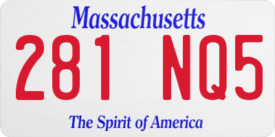 MA license plate 281NQ5