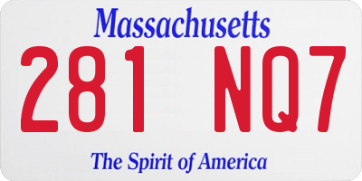 MA license plate 281NQ7