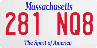 MA license plate 281NQ8