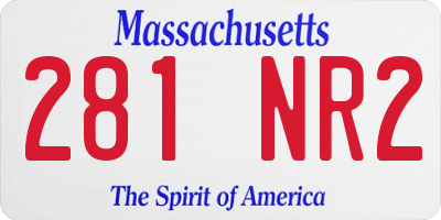 MA license plate 281NR2