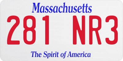 MA license plate 281NR3