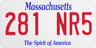 MA license plate 281NR5