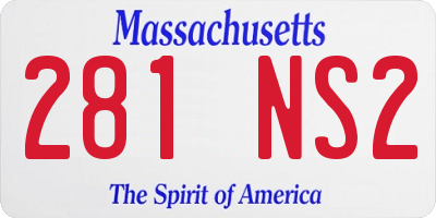 MA license plate 281NS2