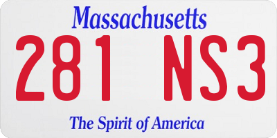 MA license plate 281NS3