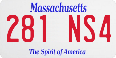 MA license plate 281NS4