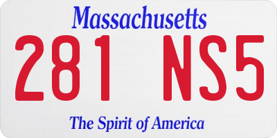 MA license plate 281NS5