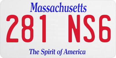 MA license plate 281NS6