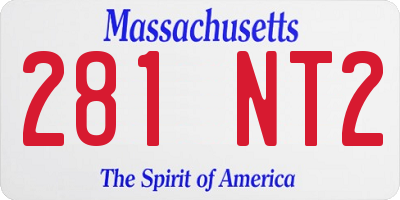 MA license plate 281NT2