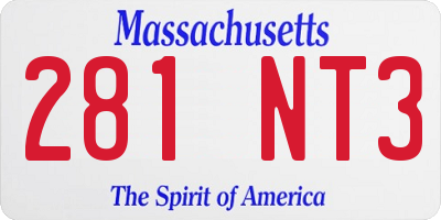 MA license plate 281NT3