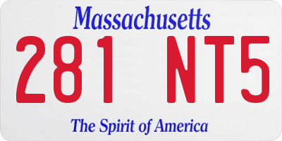 MA license plate 281NT5