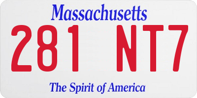 MA license plate 281NT7
