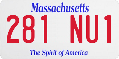 MA license plate 281NU1