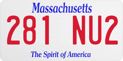 MA license plate 281NU2