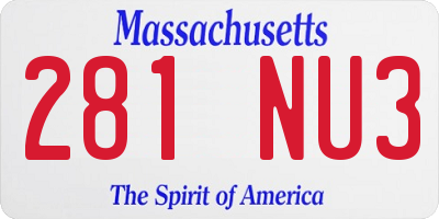MA license plate 281NU3