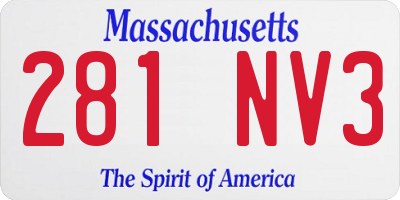 MA license plate 281NV3