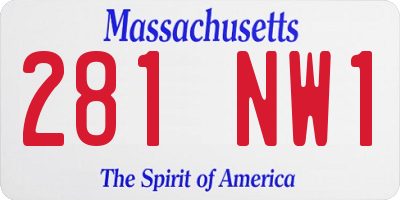 MA license plate 281NW1