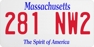 MA license plate 281NW2