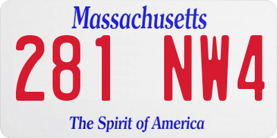 MA license plate 281NW4