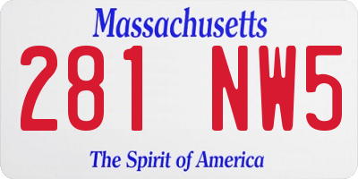 MA license plate 281NW5