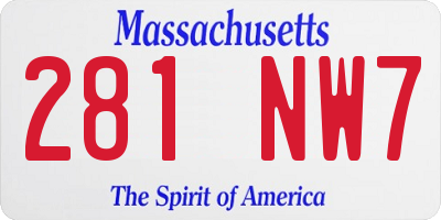 MA license plate 281NW7