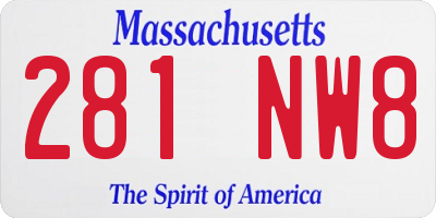 MA license plate 281NW8