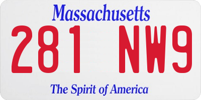 MA license plate 281NW9