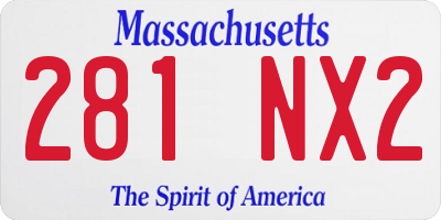 MA license plate 281NX2