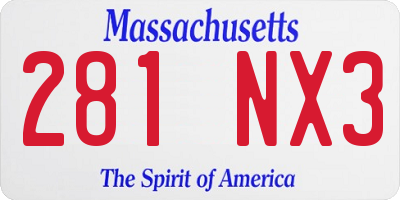 MA license plate 281NX3