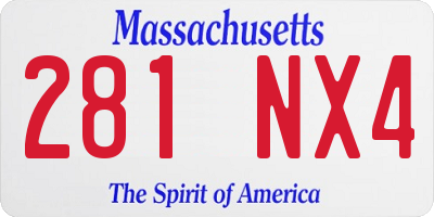 MA license plate 281NX4