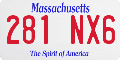 MA license plate 281NX6