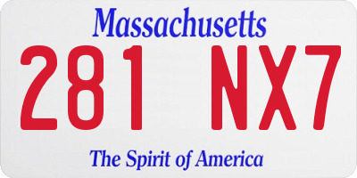 MA license plate 281NX7