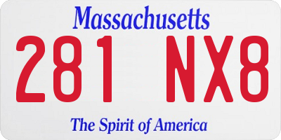 MA license plate 281NX8